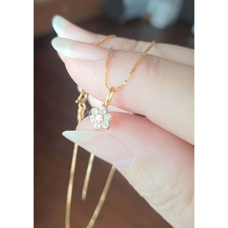 🗨สร้อยมินิมอล#เงิน925-ITALY_sterling-silver/พร้อมจี้เพชรรัสเซีย/#ชุบทองคำเหมือนจริง💯💯