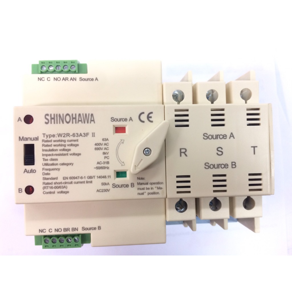 Shinohawa Changeover Switch AT501 W2R ON-ON 3P 63A (auto/manual)