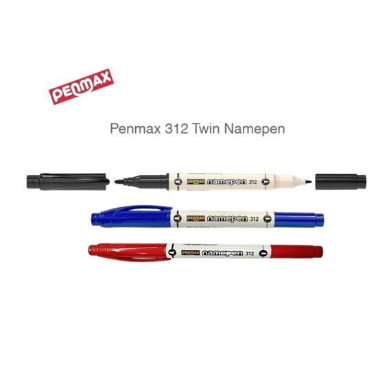 ปากกาเขียนซีดี เขียนแผ่นใส PENMAX NMP-312 PERMANENT Namepen หัวกลม ขนาดเส้น 1 มม. และ 2 มม.(ราคาต่อ 1 ด้าม)