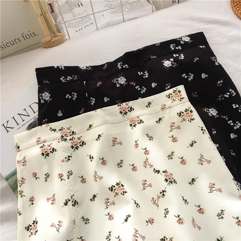 SALE 8.8 Cici(NO. 2326)กระโปรงสั้น พิมพ์ลายดอกไม้ สไตล์ฮ่องกง