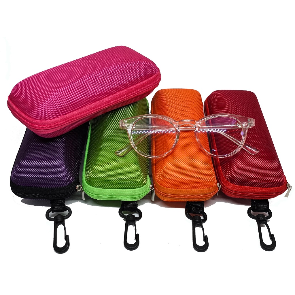 กล่องใส่แว่นตาฝาซิป 16 x 6 x 5 cm รุ่นมีตะขอเกี่ยว