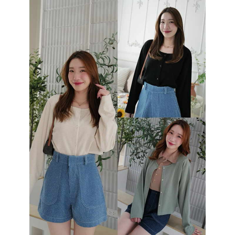 เสื้อคลุมแขนยาว*คอกลมผ้ามีลาย*