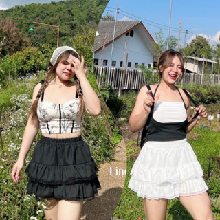 ✅เข้าเพิ่ม พร้อมส่งค่า/LD/กระโปรงชั้นๆแต่งลูกไม้ ซับในกางเกง…