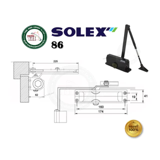 โช๊คอัพประตู solex รุ่น 86 86H SOLEX โช๊คประตู โช๊ค โช๊คประตูสีดำ SOLEX ตั้งค้าง และ ไม่ค้าง 35-60kg
