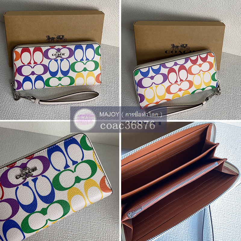 แท้💯% Outlet 7.8 นิ้ว Zip Long Wallet กระเป๋าสตางค์ใบยาวสตรีแบบคลาสสิก, กระเป๋าคลัทช์แบบมีซิป, ที่ใส่บัตร