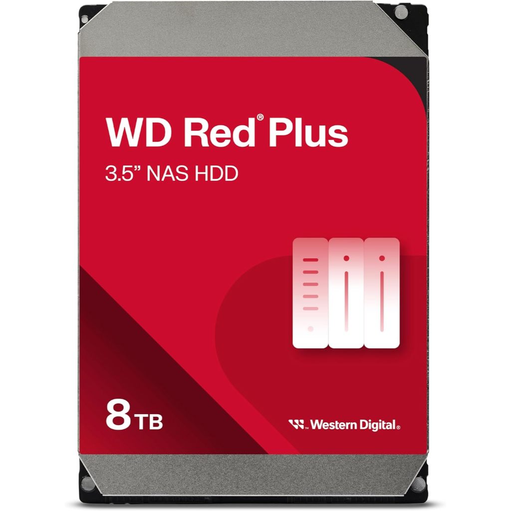 8 TB 3.5" HDD (ฮาร์ดดิสก์ 3.5") WD RED PLUS - 5640 RPM  256MB (WD80EFPX)