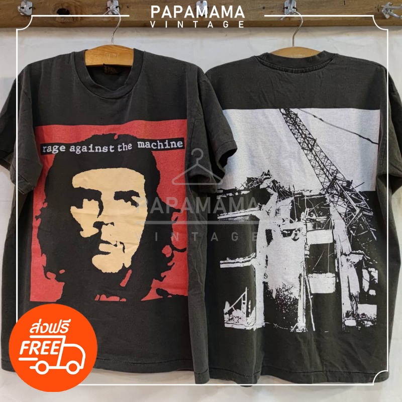 [ RAGE AGAINST THE MACHINE ] Bio Washed made in USA เสื้อวินเทจ เสื้อทัวร์ วงร๊อค papamama vintage shirt