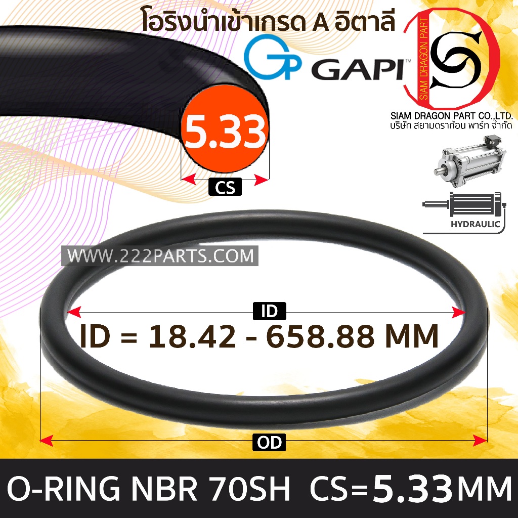 O-RING NBR 70SH หนา 5.33 mm