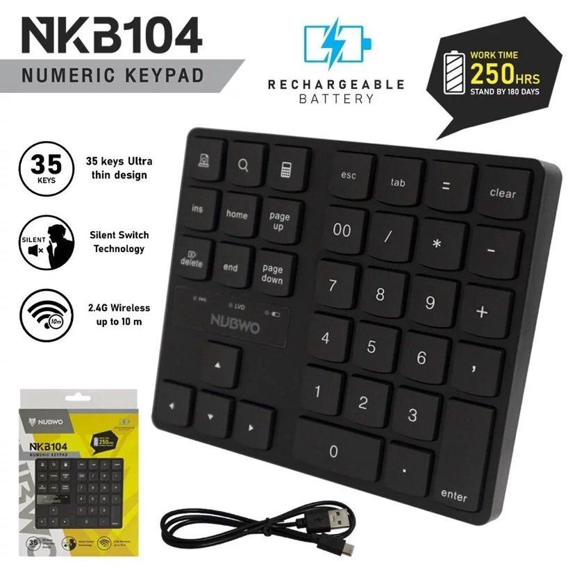 แป้นพิมพ์ตัวเลขไร้สาย NUBWO NKB-104 ,NKB-105 WIRELESS NUMERIC KEYPAD คีย์บอร์ด (NKB104 ,NKB105)