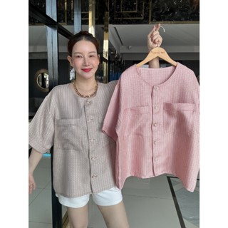 เสื้อคอกลมผ้าทวิต🔮✨งานสวยหรู ระดับ คุณหนู คุณนายค่ะ🔮✨ สีหวาน…