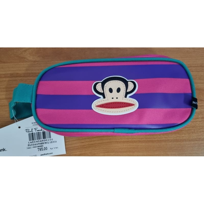 กระเป๋าPaul Frank ของแท้ ใส่ดินสอ ปากกาหรือของอื่นๆๆ ลายริ้วสีชมพูม่วง