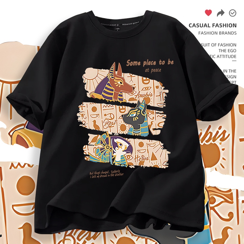D740(พร้อมส่ง）เสื้อยืดแขนสั้ง สำหรับชายและหญิง.ลายแฟชั่งนานาชาติ ใส่เทียวออกกำลังกายได้