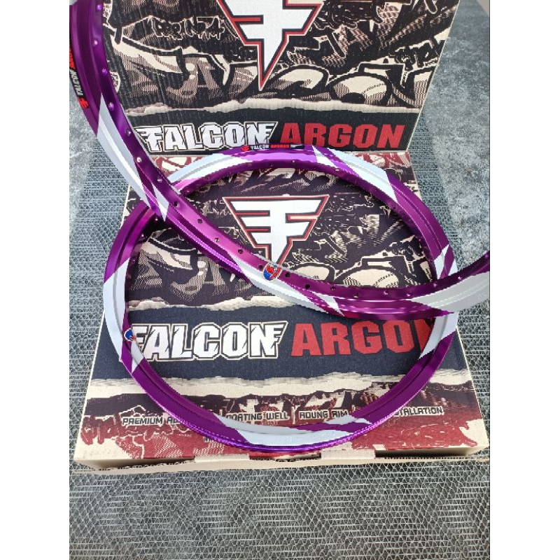 วงล้อ FALCON ARGON ทรงเอ สีม่วง ลายสายฟ้า 1.4หน้า/หลัง ขอบ17 ขอบล้อ ฟอลค่อน (ราคาต่อคู่)