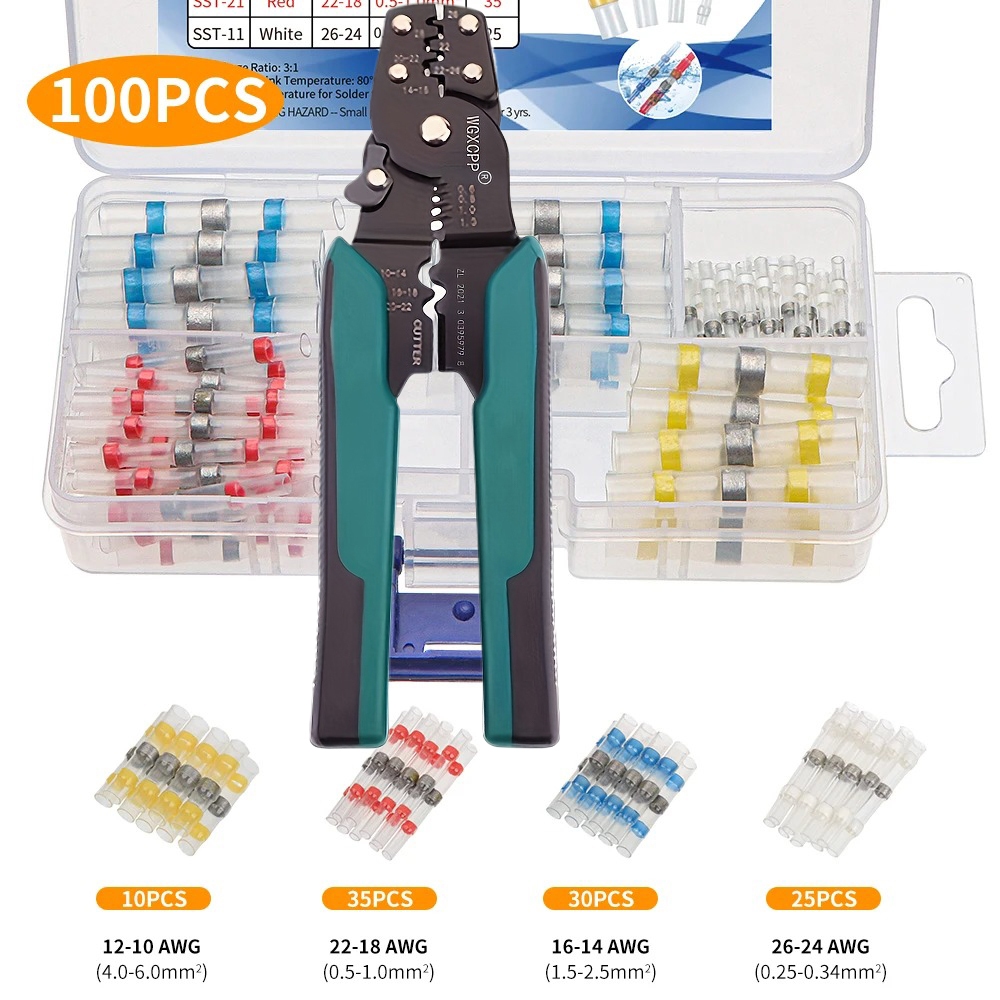 IP67ขั้วต่อสาย 50/100ชิ้น ท่อหดความร้อนกันน้ำ ท่อหดความร้อนสี ขั้วแหวนบัดกรี ขั้วฉนวน ท่อหดความร้อน PE