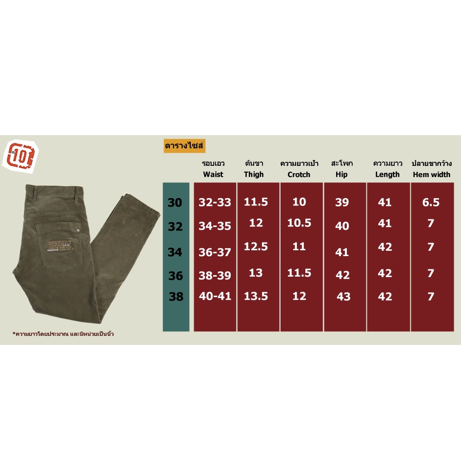 กางเกงขายาวลูกฟูกยืด NO.670 Conduroy Pants วินเทจสไตล์ | US101 - รูปที่ 7