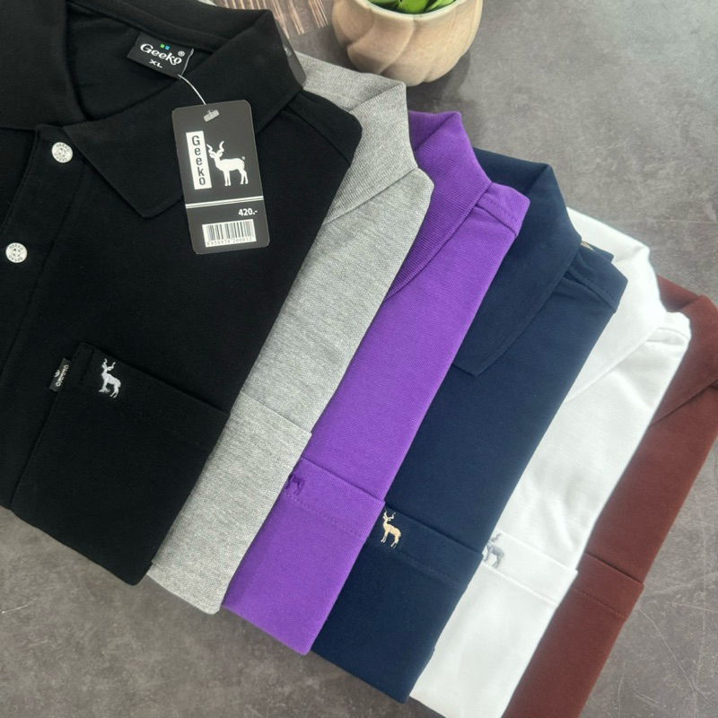 เสื้อโปโล แบรนด์ GEEKO (ตรากวาง) ของแท้ 100% มีลิขสิทธิ์ โทนสีขายดี งานผ้านิ่มใส่สบาย