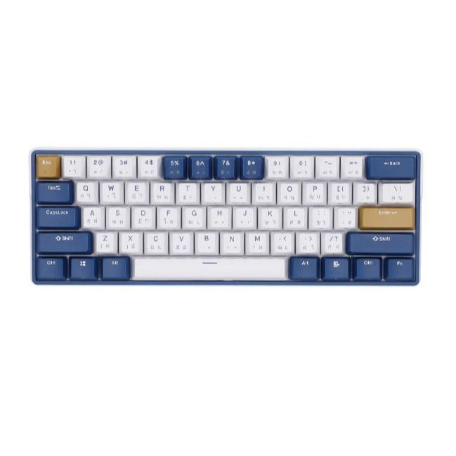 WIRELESS KEYBOARD (คีย์บอร์ดไร้สาย) ROYAL KLUDGE RK61 PLUS (WHITE-BLUE) (RK BROWN SWITCH - RGB LED -