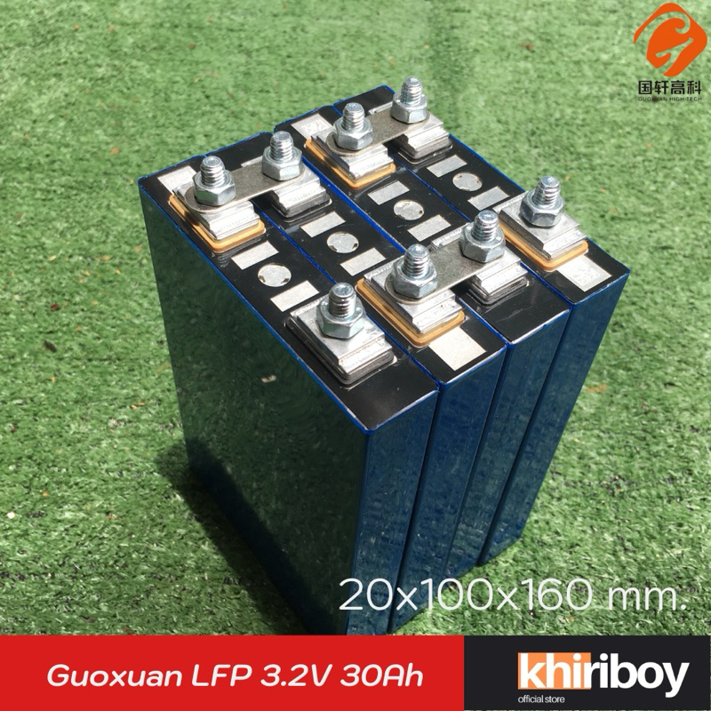 แบตลิเธียมฟอสเฟต LFP 3.2V30Ah ชุด 4 ก้อน แถมน๊อตบัสบาร์