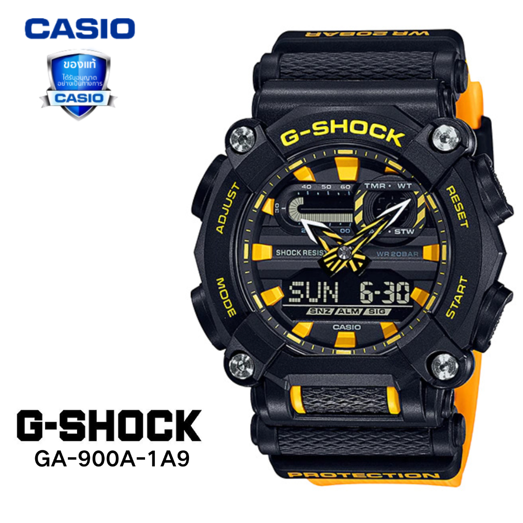 รุ่นฮิต นาฬิกาผู้ชาย G-SHOCK รุ่น GA-900A-1A9 สีดำ หน้าปัดดิจิตอล สายเรซิ่น