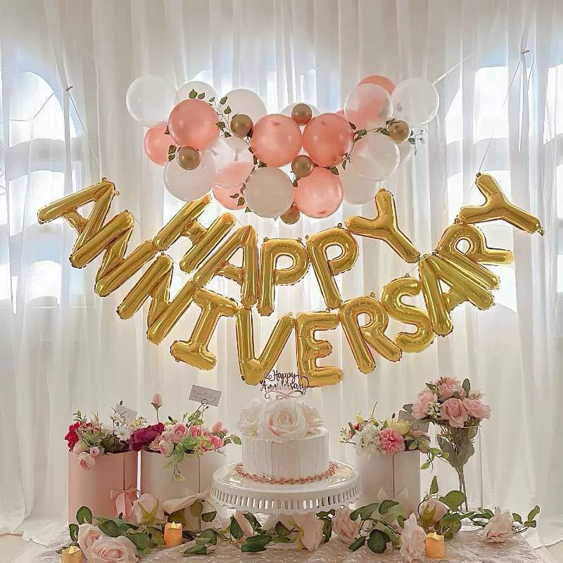 ลูกโป่งฟอยล์วันครบรอบ Anniversary ตัวอักษร 16 นิ้ว มีหลายสี ร้านไทยพร้อมส่ง