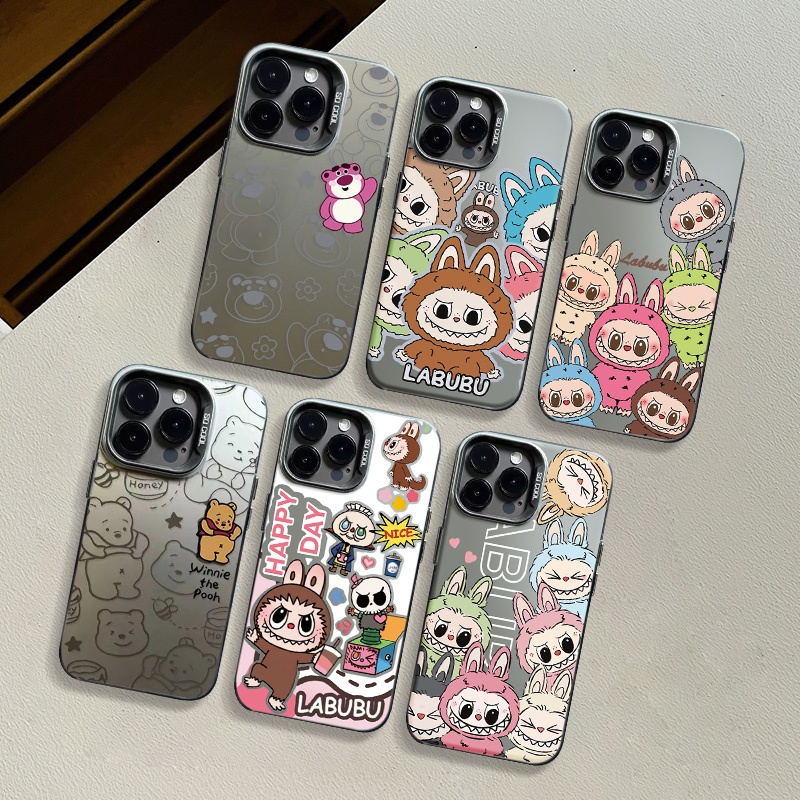 การ์ตูนน่ารักกราฟิติวินนี่ Pooh pop mart labubu อ่อนสำหรับ iPhone 11 15 12 13 14 Pro Max XR 7Plus 15 7 8 14 Plus X XS Ma