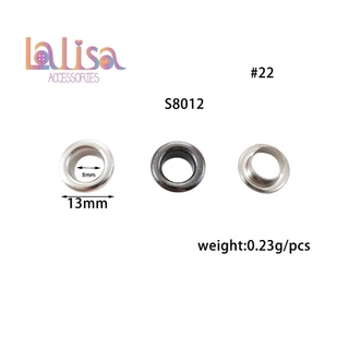 ตาไก่ ห่วงตาไก่ วัสดุทองเหลือง เบอร์ 22 รอบวงด้านใน 8 มิล 1ถุง/10ชิ้น brass eyelet (B-3-H,S8012)