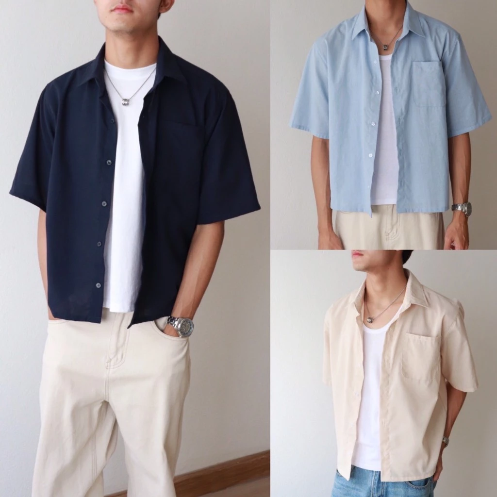 IBB LINEN CROPPED SHIRTS เสื้อเชิ้ตผ้าลินิน100% ทรงครอป เนื้อผ้าบางเหมาะสำหรับใส่เป็นเสื้อคลุม