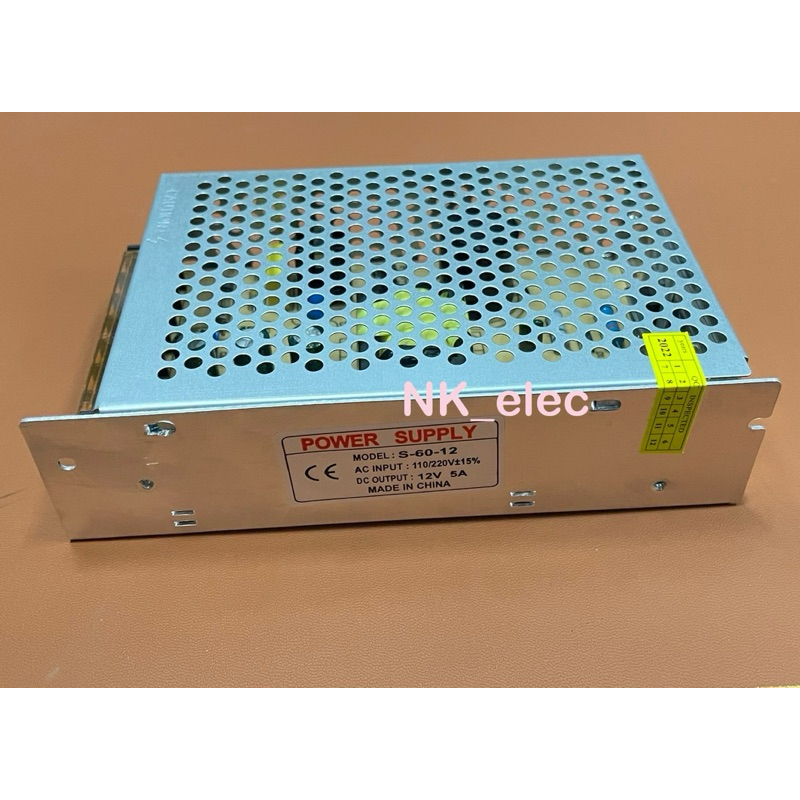 S-60-12  ขนาด 98*160*40MM 12V 5A (แอมป์เต็ม) Switching Power Supply