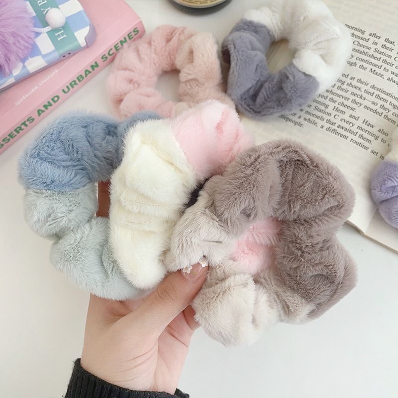 L056 ยางรัดผมสีทูโทน เส้นใหญ่ 9.5 ซม. ผ้านุ่ม พร้อมส่งจากไทย