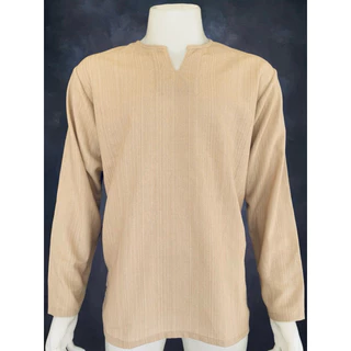 เสื้อผ้าฝ้าย ผ้าพื้นเมือง (TC สายรุ้ง) คอเจาะ แขนยาว