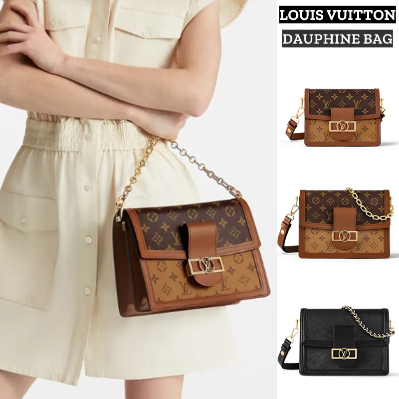 💯หลุยส์วิตตองแท้ Louis Vuitton LV DAUPHINE BAG กระเป๋าสะพายข้างผู้หญิง/กระเป๋าร่อซู้ล