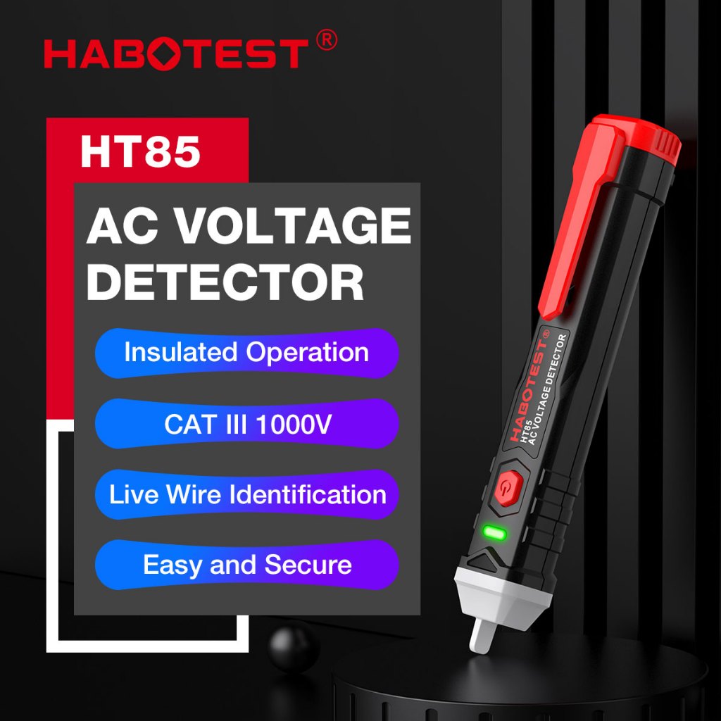 HABOTEST HT85 เครื่องทดสอบแรงดันไฟฟ้า AC 70-1000V LCD ปากกาทดสอบแรงดันไฟฟ้า เครื่องตรวจจับดิจิตอล AC