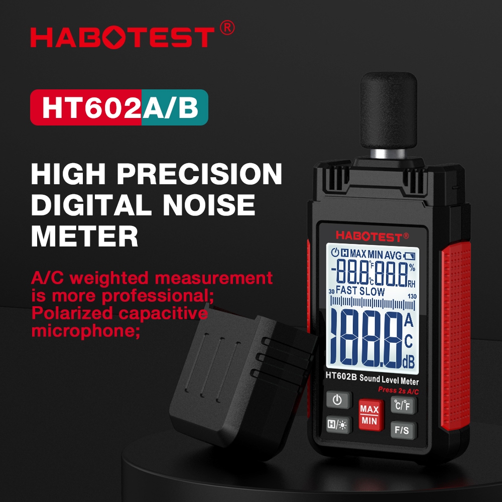 HABOTEST HT602 เครื่องวัดระดับเสียง Db Meters 30-130dBA เครื่องวัดระดับเสียงดิจิตอล