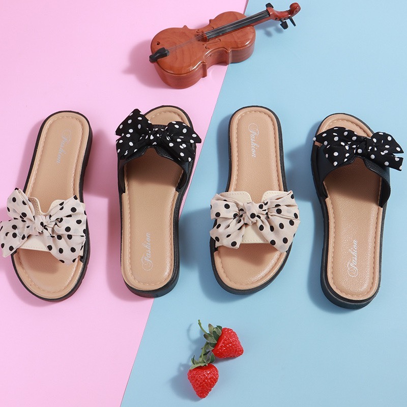 พร้อมส่ง รองเท้าแตะผู้หญิง  ลายโบว์ รองเท้าแตะยางพื้นนุ่มใส่สบาย （แนะนำให้ซื้อเพิ่ม1เบอร์) - รูปที่ 2