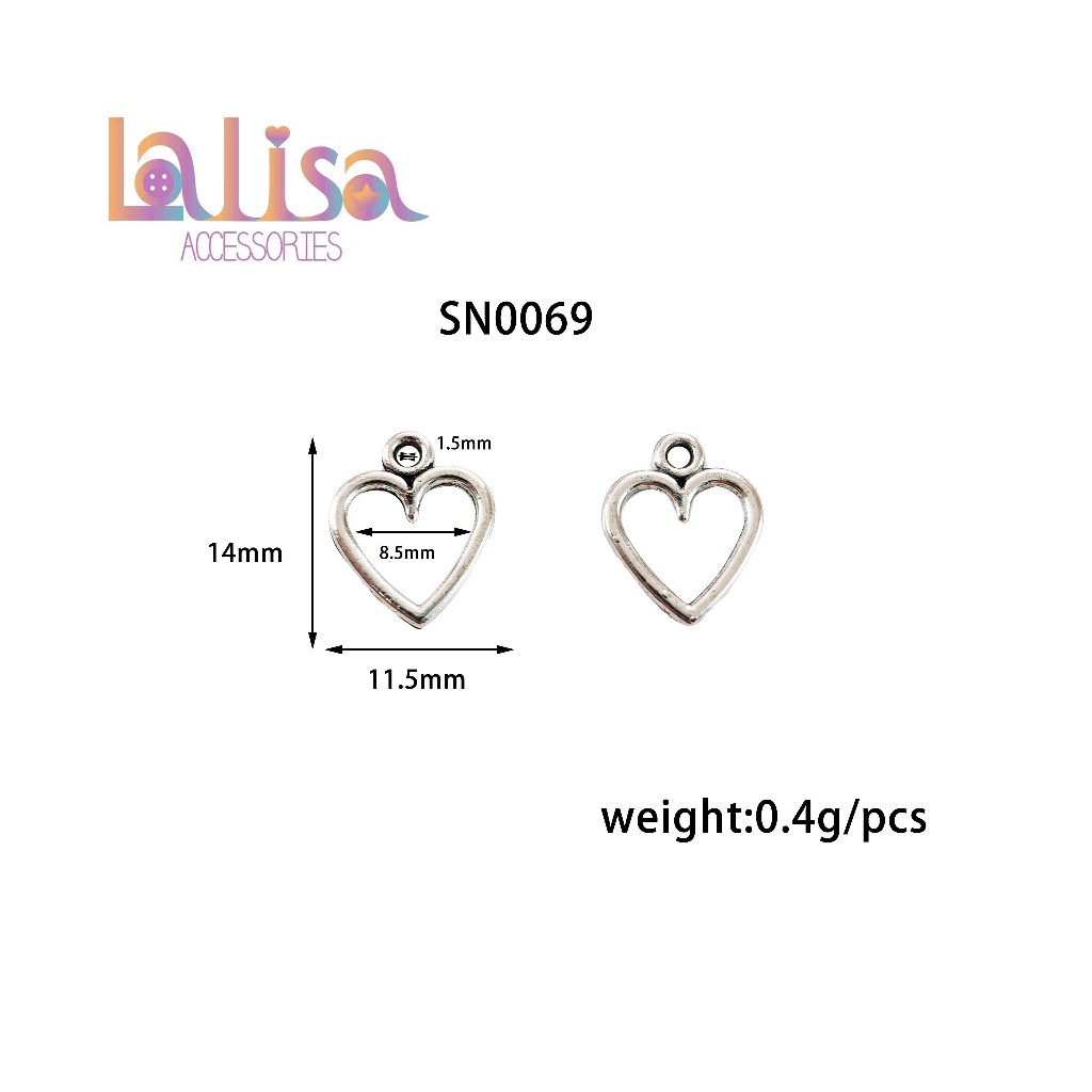 จี้หัวใจ จี้สร้อยคอหัวใจ สร้อยข้อมือ เครื่องประดับ แพ็ค10ชิ้นHeart pendant metal frame(E-3-G,SN0069)