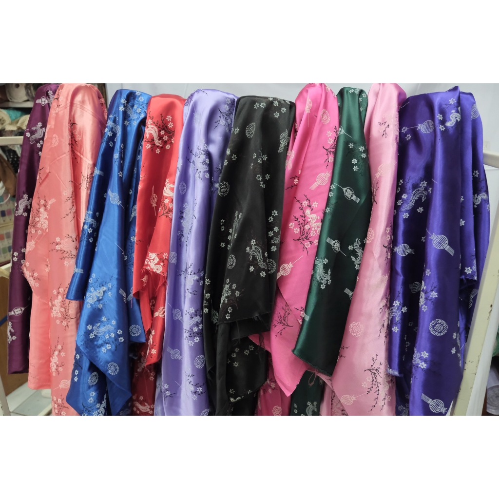 ผ้าเมตร ลายจีน ผ้าต่วนพิมพ์ลายมังกร หน้า 44นิ้ว(110​เซน)