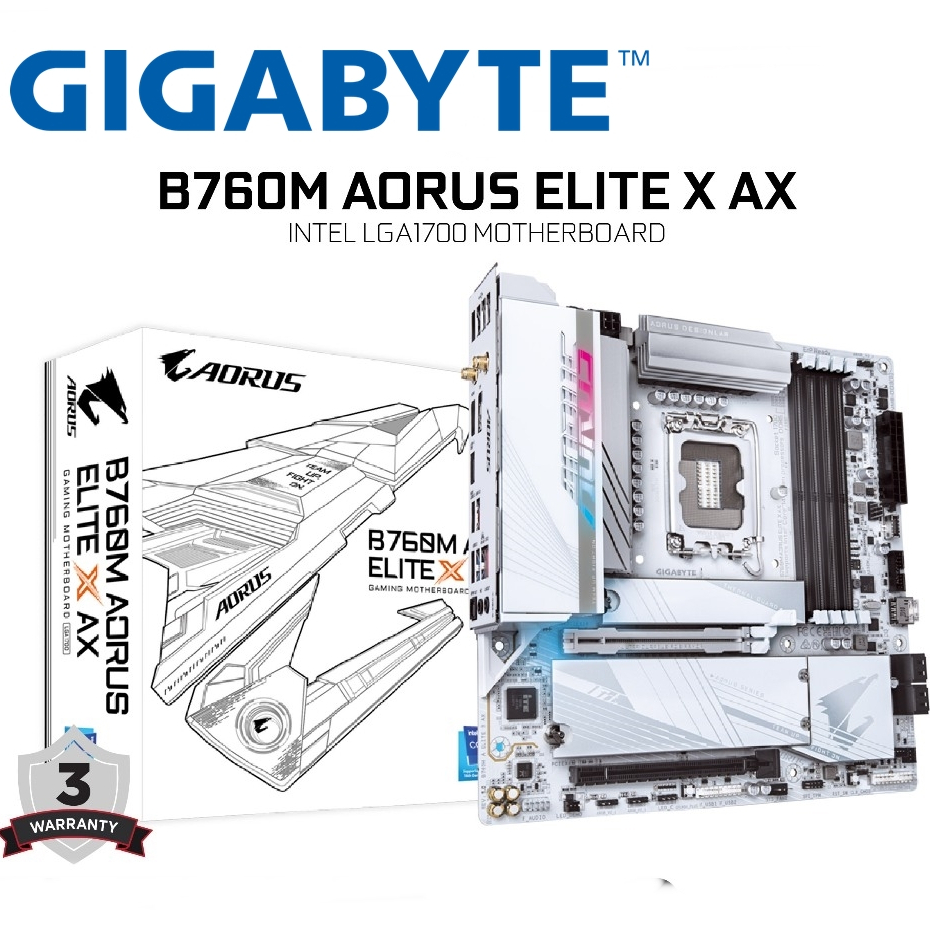 MAINBOARD (1700) GIGABYTE B760M AORUS ELITE X AX DDR5 ประกัน 3 ปี
