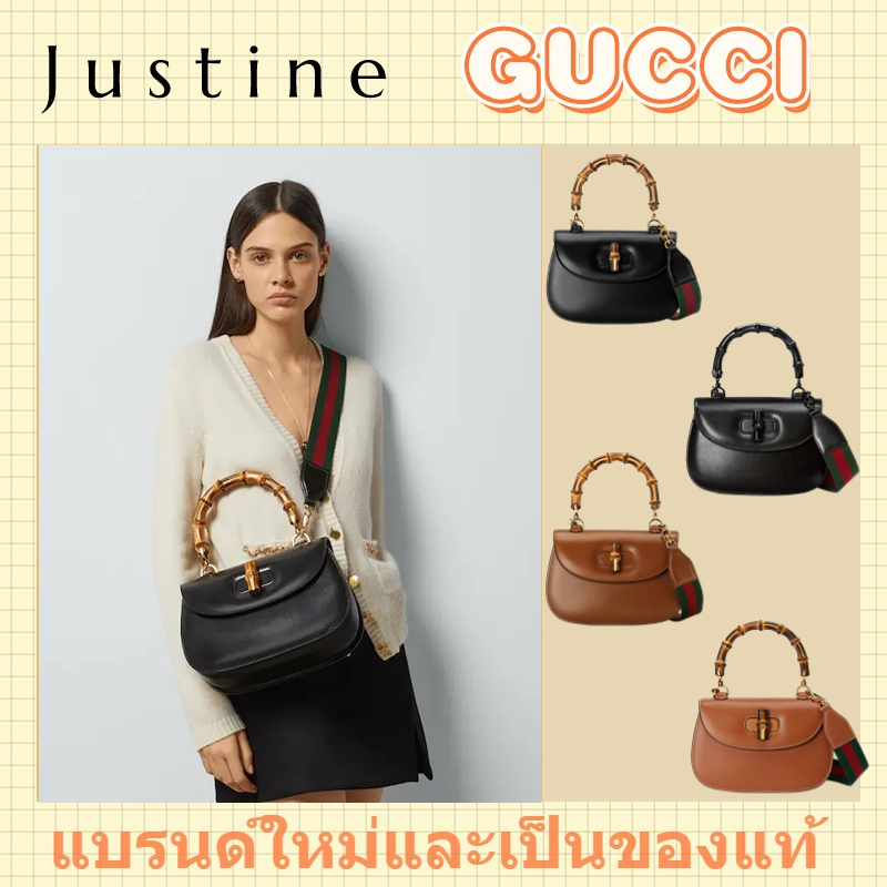 Gucci Bamboo 1947 Series/Bamboo Medium/กระเป๋าถือใหม่และแท้