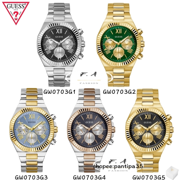 F.A ของหม่คะ Guess ผู้ชายนาฬิกาข้อมือชายหน้าปัดใหญ่ สวยหรูมีระดับ GW0703G1 GW0703G2 GW0703G3 GW0703G4 GW0703G5 44MM