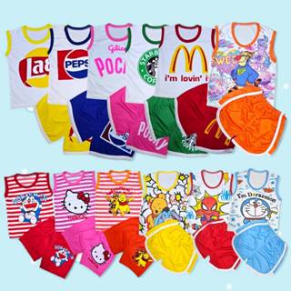 ชุดเด็ก ชุดเสื้อแขนกุด+กางเกงขาสั้น ไซส์ S ลายอาชีพ ลายการ์ต…