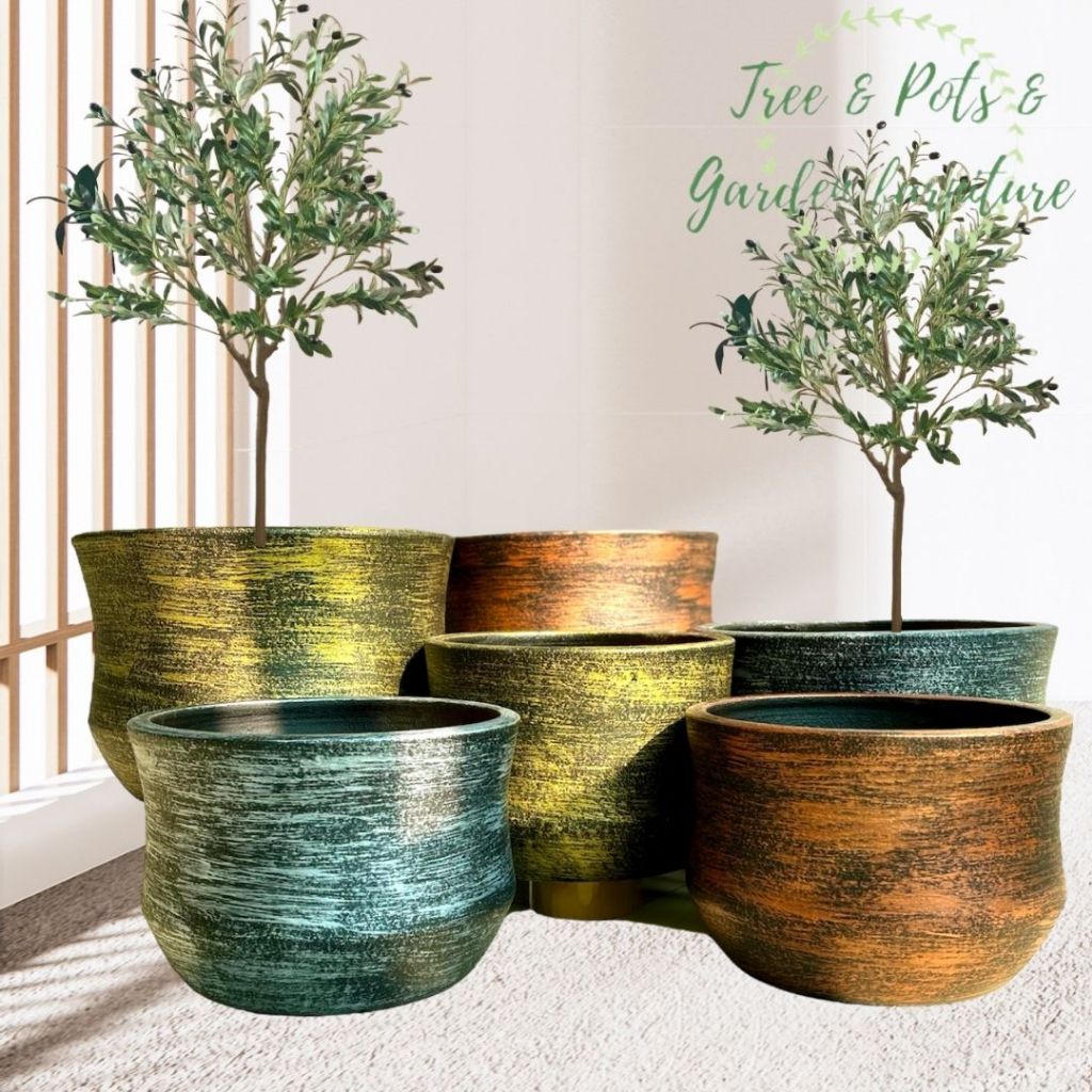 กระถางดินเผาขนาดใหญ่สไตล์โมเดิร์น มี 2 ขนาด 38x25 ซม. 30x20 ซม. มี 3 สีให้เลือกด้วยกัน