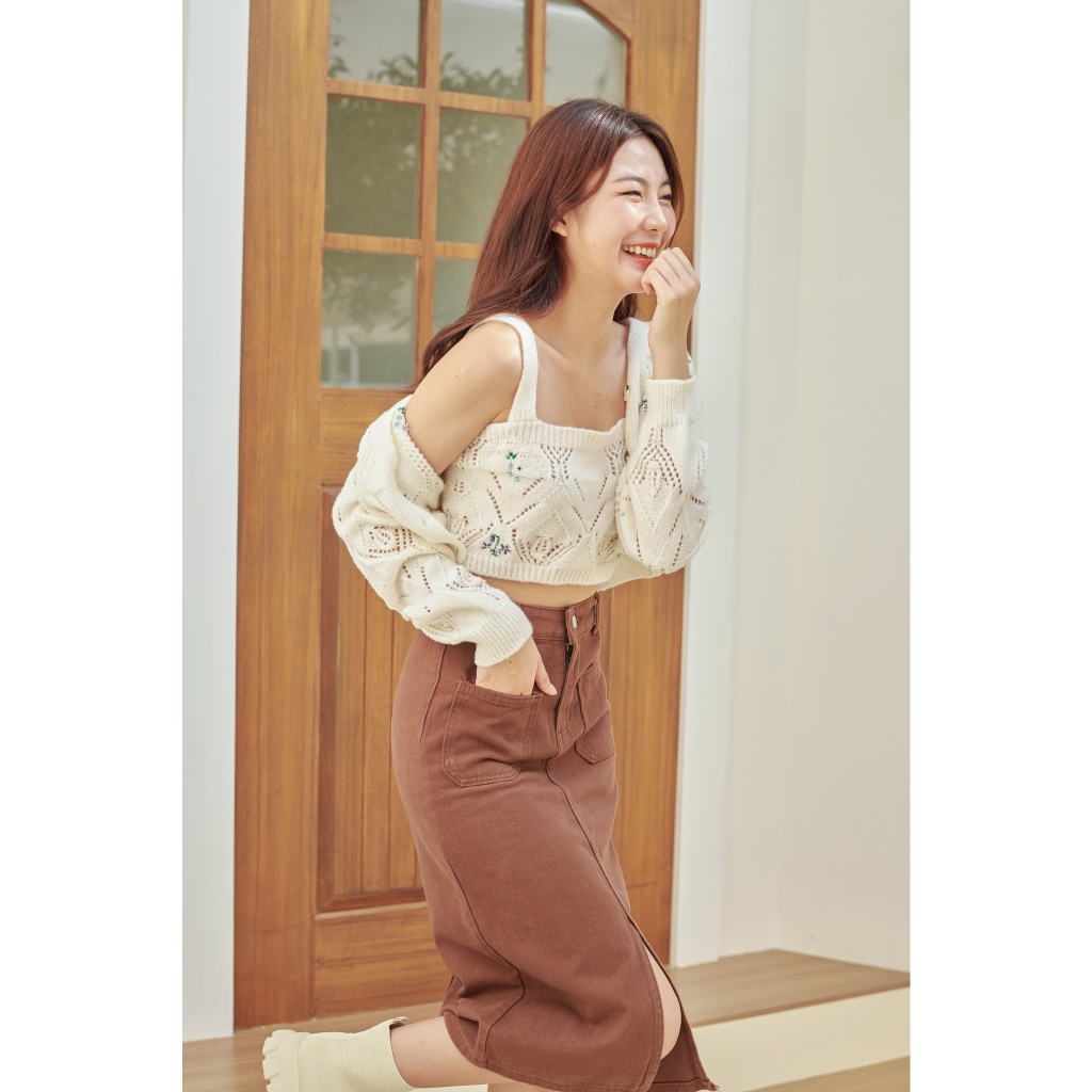 WS09 Knit Crop Set เซ็ท 2 ชิ้น เป็นไหมพรม