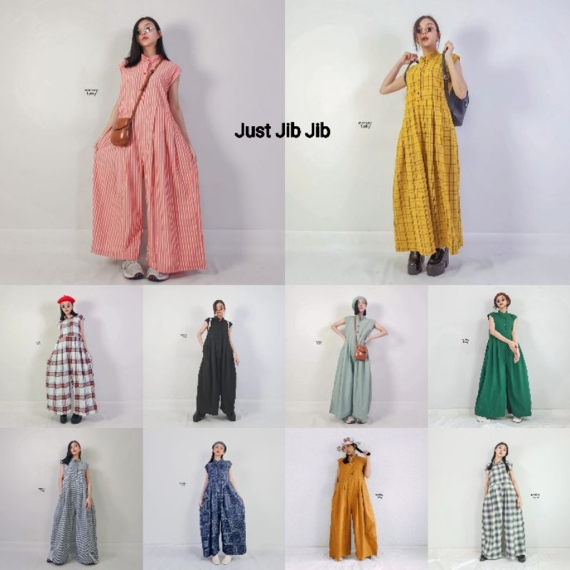 Jumpsuit คอจีน แขนกุด ขาบาน