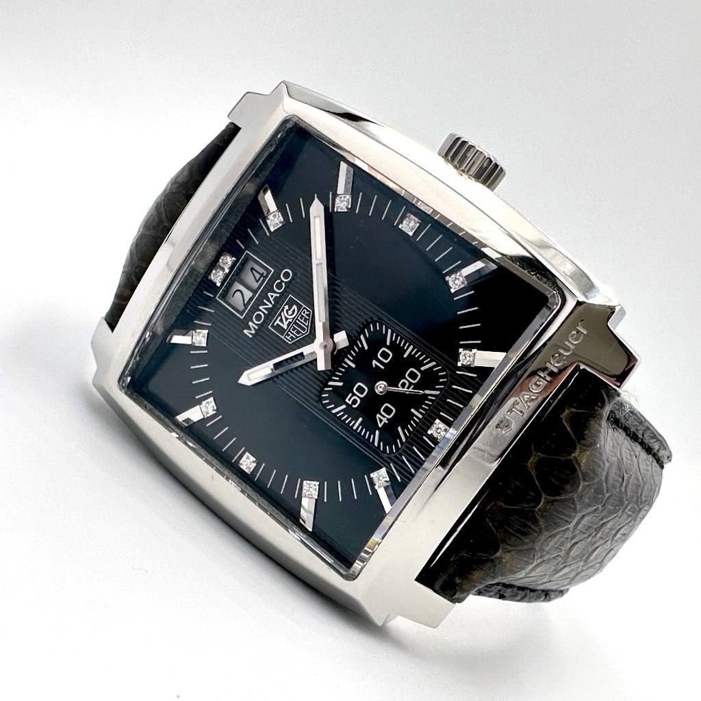 นาฬิกามือสอง TAG HEUER Monaco Diamonds Quartz Date ขนาดตัวเรือน 37 mm. (Pre-owned)