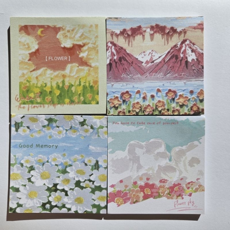 กระดาษโน๊ต ไม่มีกาว ลายภาพวาด ขนาด8cm×8cm จำนวน 40 แผ่น