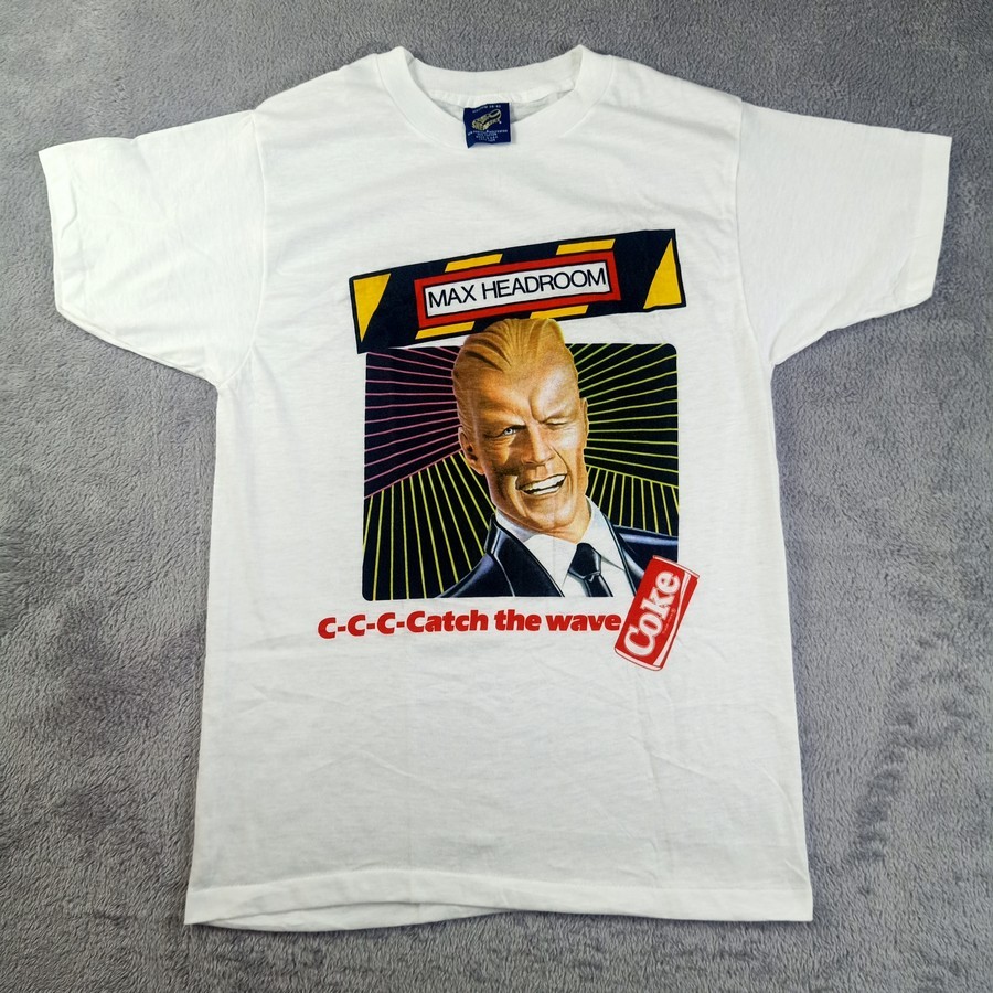 เสื้อยืดวินเทจ Max Headroom Coke Coca Cola Catch The Wave T-Shirt Sz M