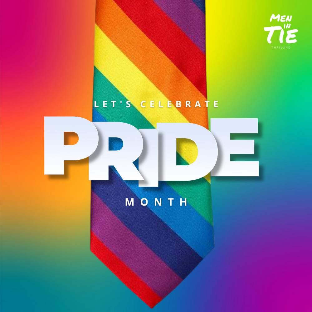 MEN IN TIE เนคไทแบบผูกเองรุ่น Pride Month Rainbow เนคไทสีรุ้ง