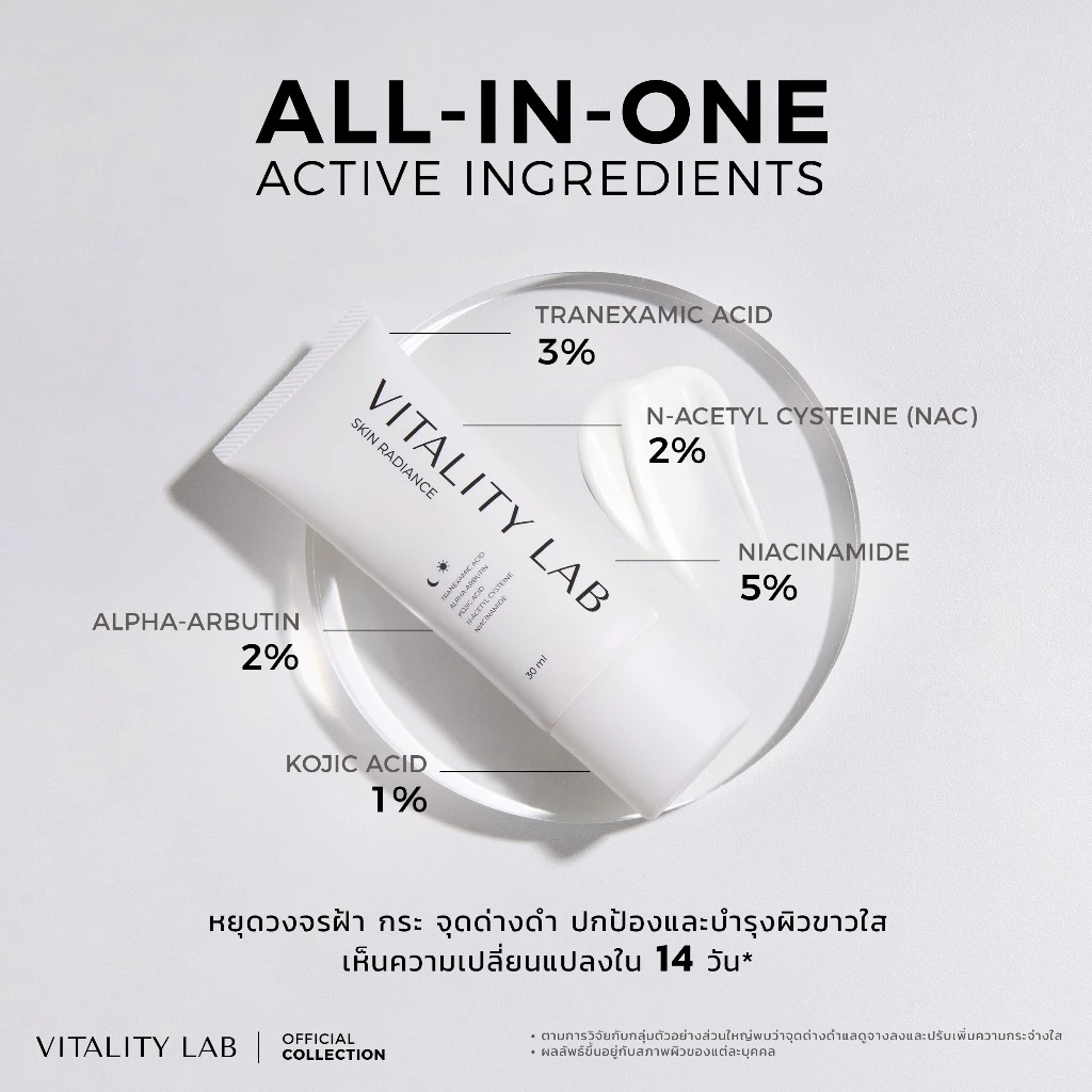 โปร 2 หลอด: Skin Radiance: สกินเรเดียนซ์ สกินแคร์บำรุงผิวหน้า VITALITY LAB thumbnail 3