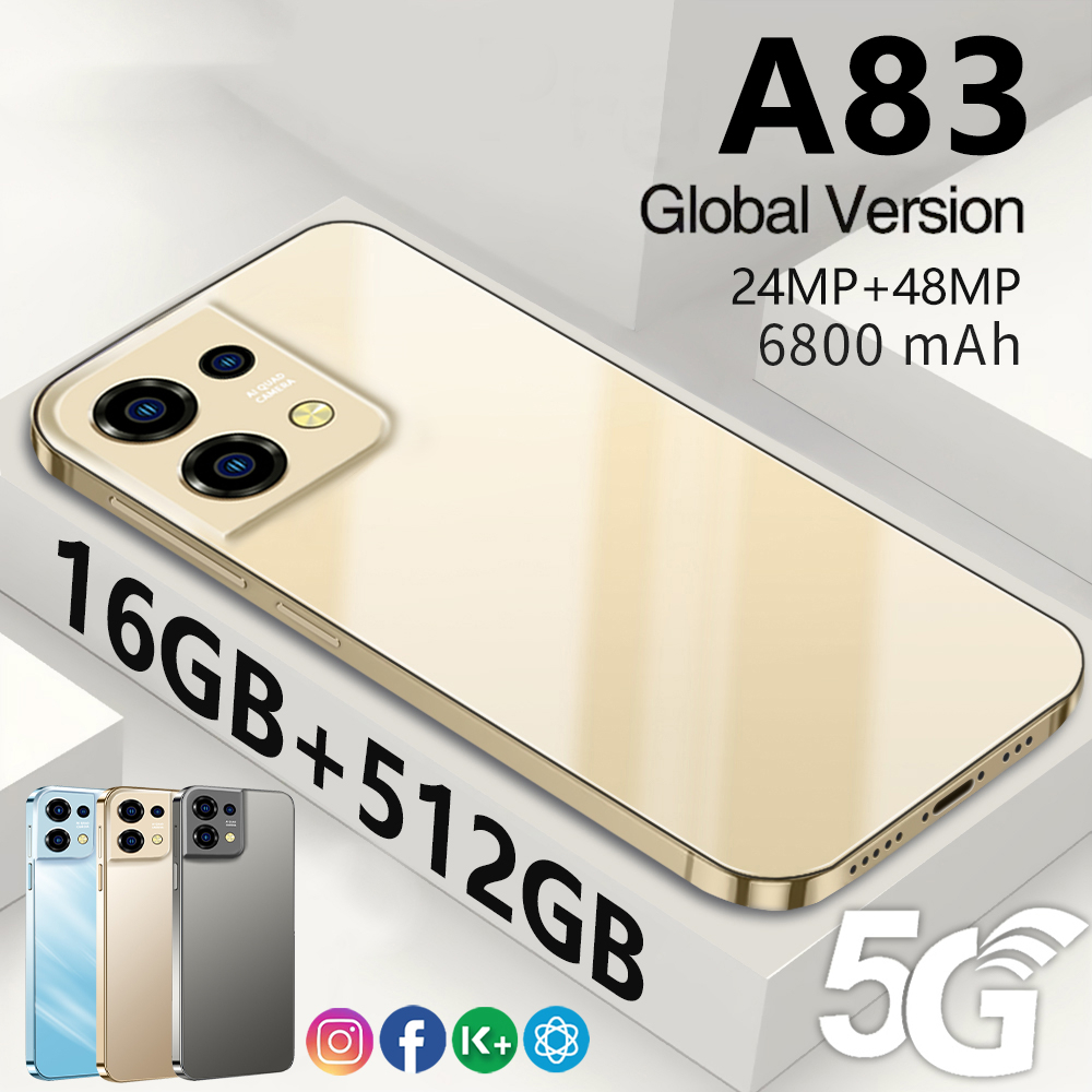 A83 โทรศัพท์มือถือ 16+256G 6.7 นิ้ว หน้าจอใหญ่ ปลดล็อคลายนิ้วมือ แบตเตอรี่ 6800mAh 18W ชาร์จเร็ว