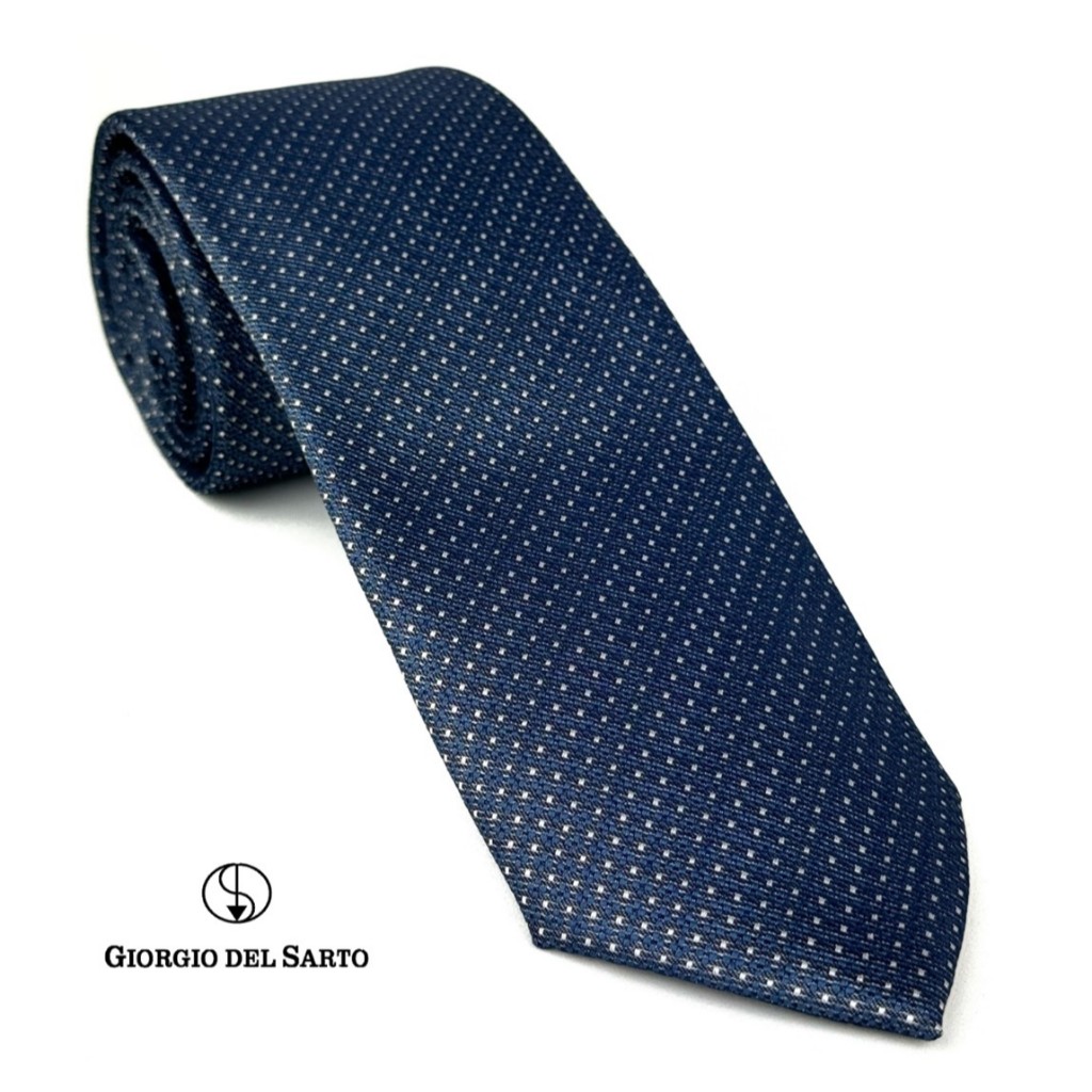 Giorgio Del Sarto Necktie 7.5 cm Blue-Grey with Fabric Texture เนคไทสีเทา-น้ำเงินมีเท็กเจอร์ Co